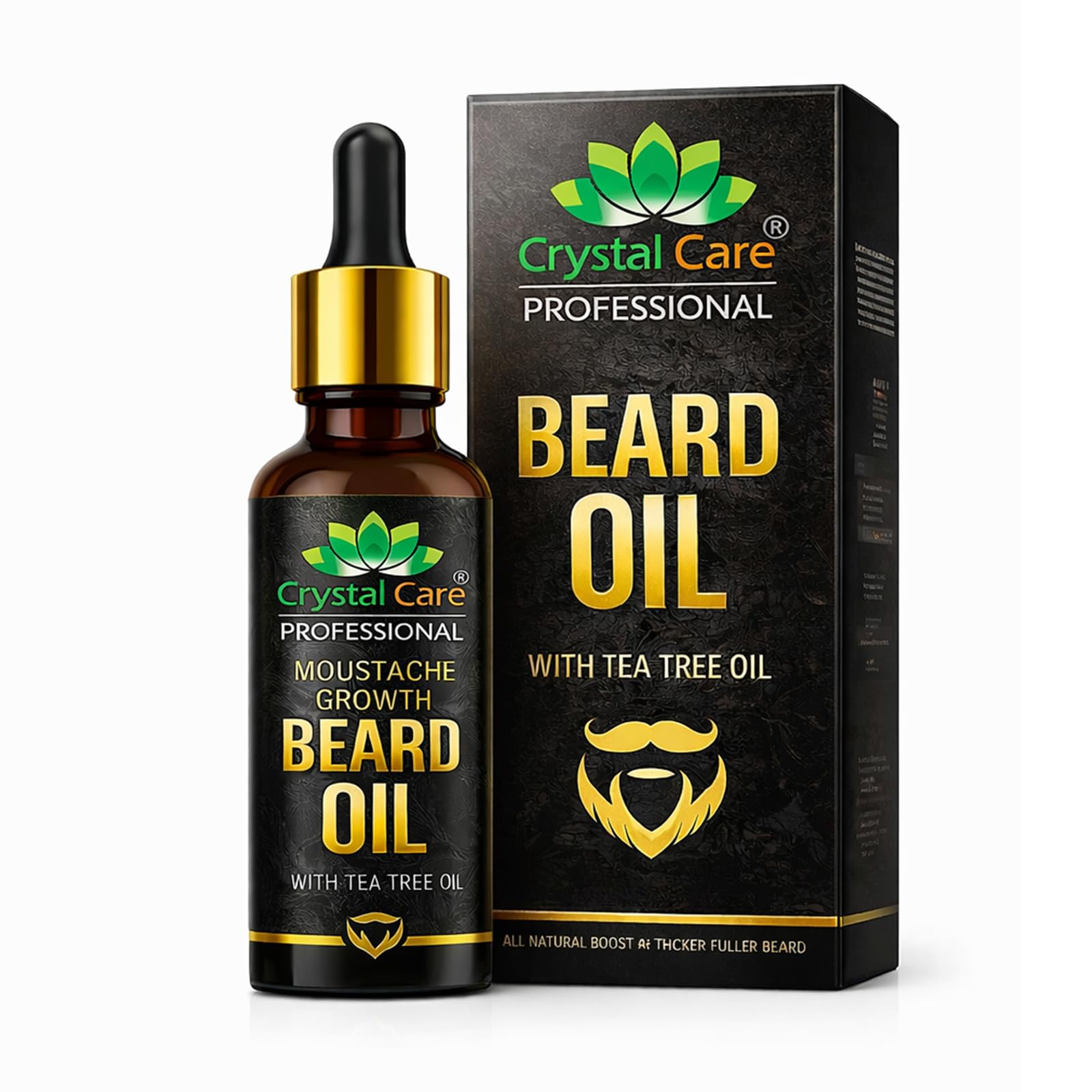 Crystal Care Professional Beard Oil For Men With Tea Tree Oil | Beard Growth Oil For Thick & Fuller Beard | NonSticky, Lightwei