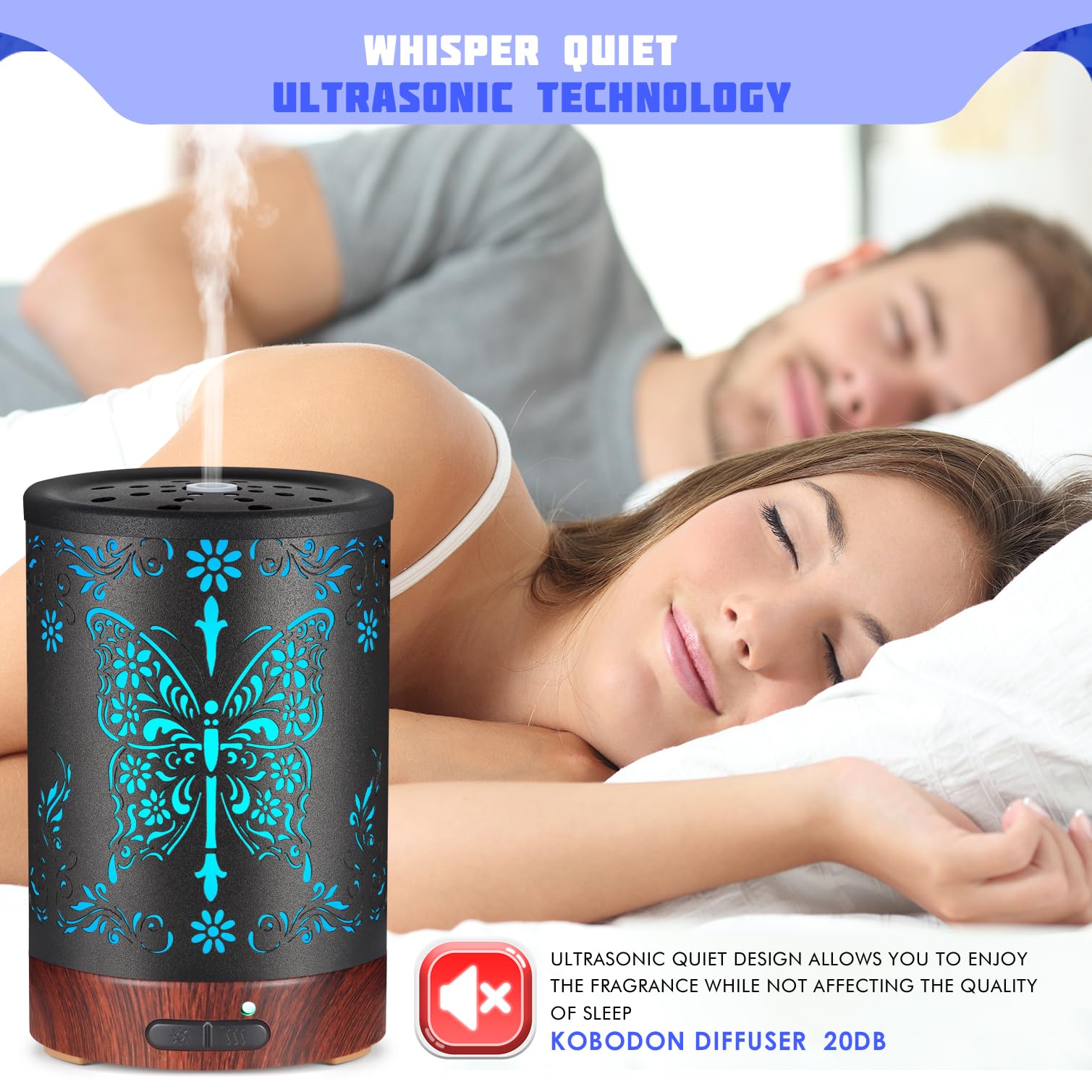 Metal Essential Oils Diffuser 150ML for Women Mom Grandma Wife, Aromatherapy Diffuser Cool Mist Humidifier with 7 Colors Lights