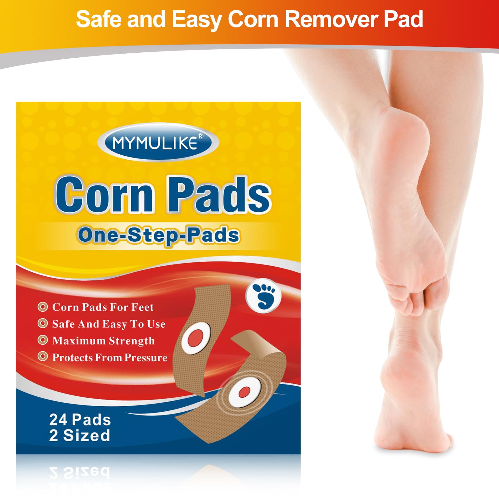 MYMULIKE Corn Removers for Feet, 24 Pack, 2 Size Corn Removers for Toe, Corn Remover Feet, 12 Large Size and 12 Small Size Foot