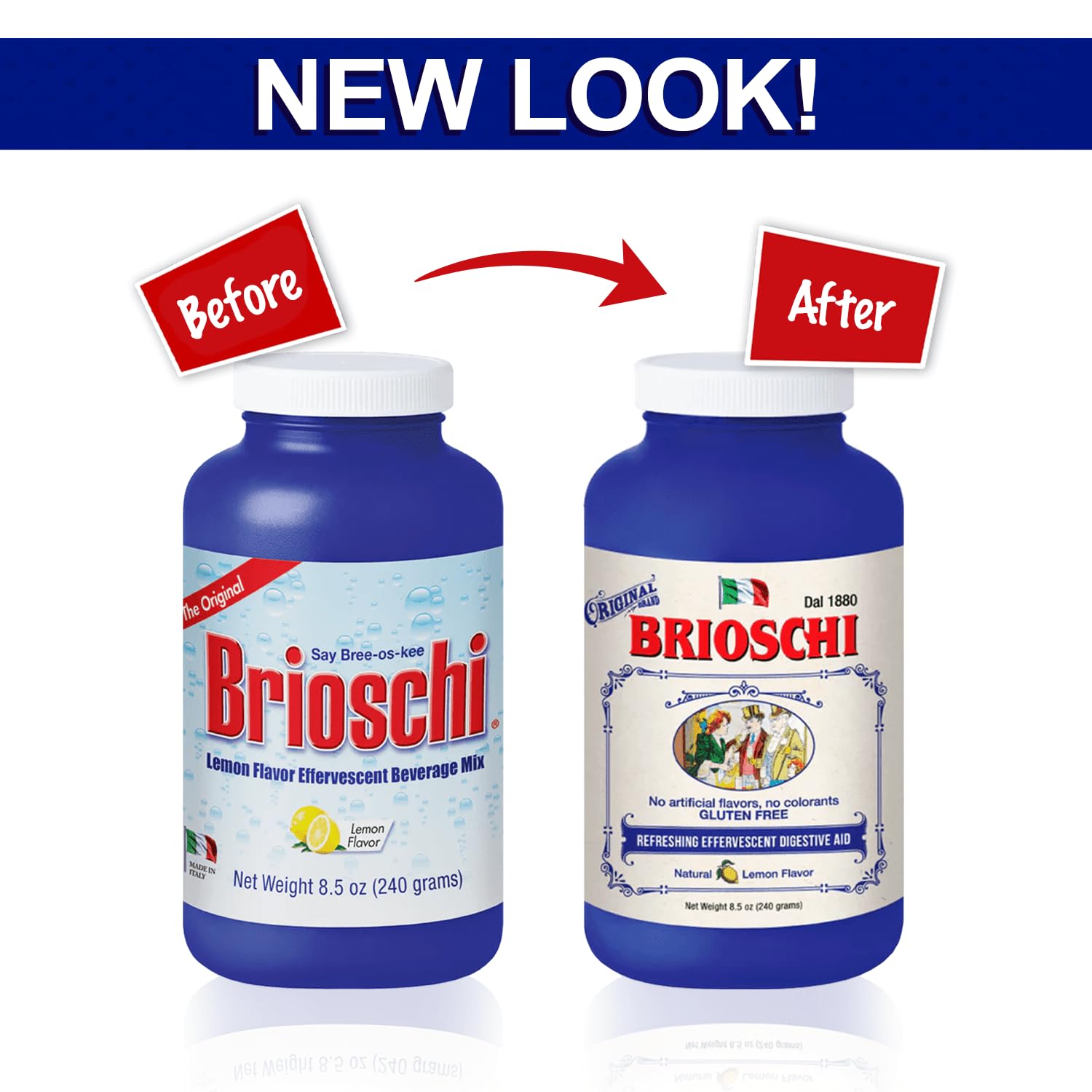 Brioschi Italian Lemon Flavored Effervescent Heartburn, Upset Stomach, Acid Indigestion, 8.5 oz bottle (Pack of 2)