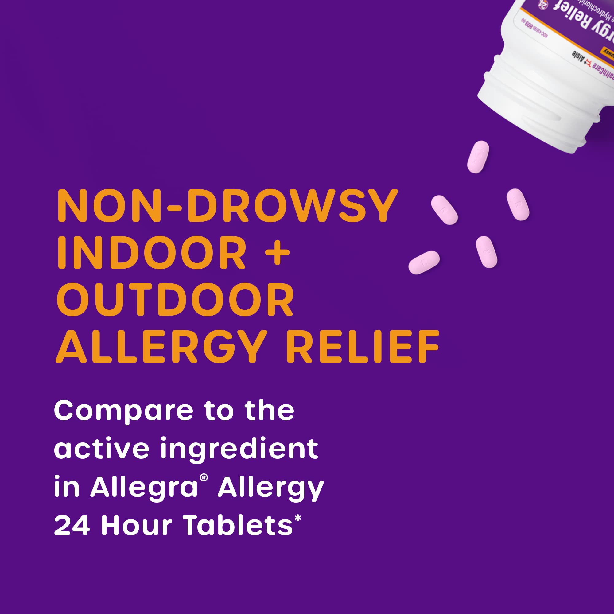 HealthCareAisle Allergy Relief - Fexofenadine Hydrochloride Tablets USP, 180 mg - 90 Tablets - Allergy Medication, Non-Drowsy 24