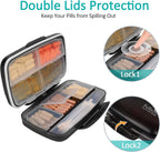 Travel Pill Organizer Large Portable Medication Fullicon Oversize 8 Compartment Pill Box, Vitamin Travel Case Pill Holder - Airt