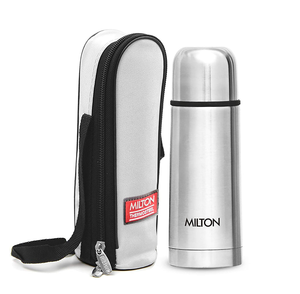 Milton Plain Lid 350 Thermosteel Vacuum Insulated Flask with Jacket 350 ml| 24 Hours Hot and Cold Water Bottle with Plain lid | 