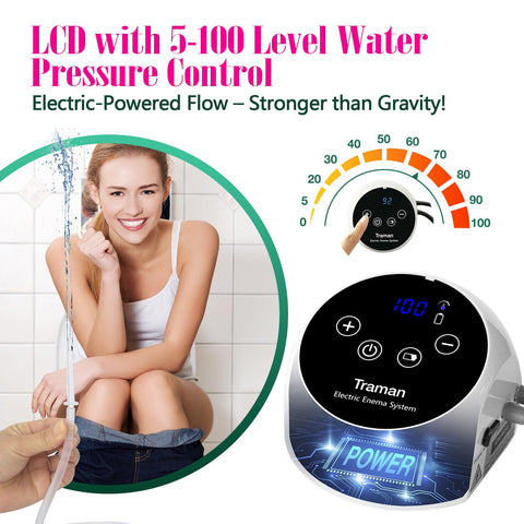 TRAMAN-Enema-Kit, Detox-Enemas for Colon-Cleanse for Women Men, Coffee Enema Coffee-Organic Cleanse Kit, Electric Water Flow Spe