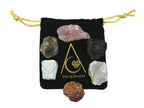 Crystals for Mood Lifting Manifestation, Set of 6 Labradorite, Amazonite, Mariyam Jasper, Rose Quartz, Black Tourmaline and Lace