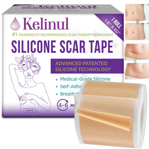 Silicone Scar Sheets, Silicone Scar Tape Roll, (16A x 60ARoll), Reusable, Professional Scar Removal Sheets for c-Section, Surger
