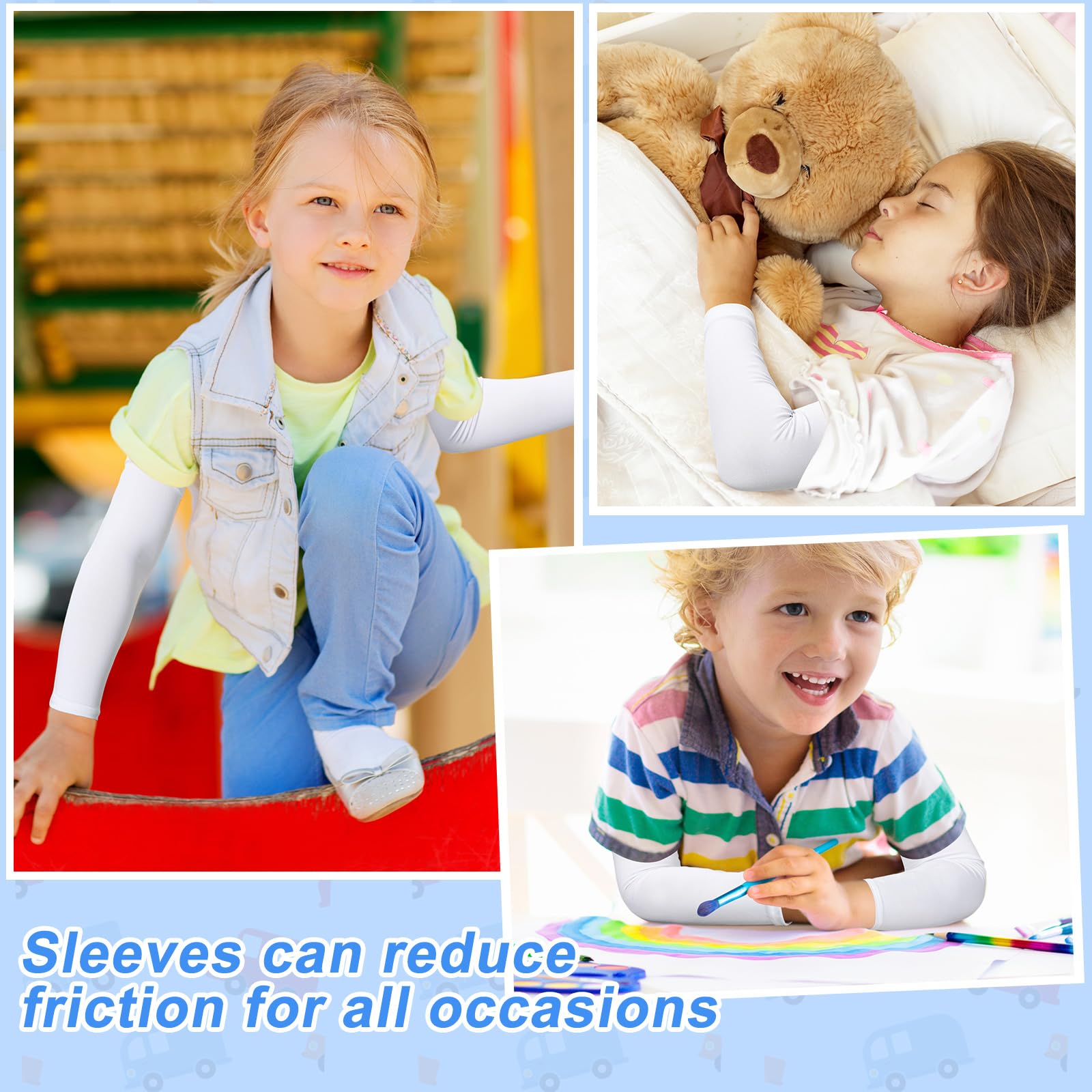 Eurzom 8 Pairs Eczema Sleeve for Kids Toddler Elastic Arm Sleeves Soft and Does Not Hurt the Skin UV Protection(5-7 Inch)