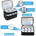 Medicine Organizer Bag, Dual Layers Pill Bottle Organizer Storage Bag with Adjustable Divide, Medication Travel Bag for Pills, V