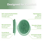 Haakaa Silicone Shampoo Brush - Cradle Cap Brush Comb - Baby Hair Scrubber - Scalp Massager for Newborns & Toddlers - 1pk-Pea Gr