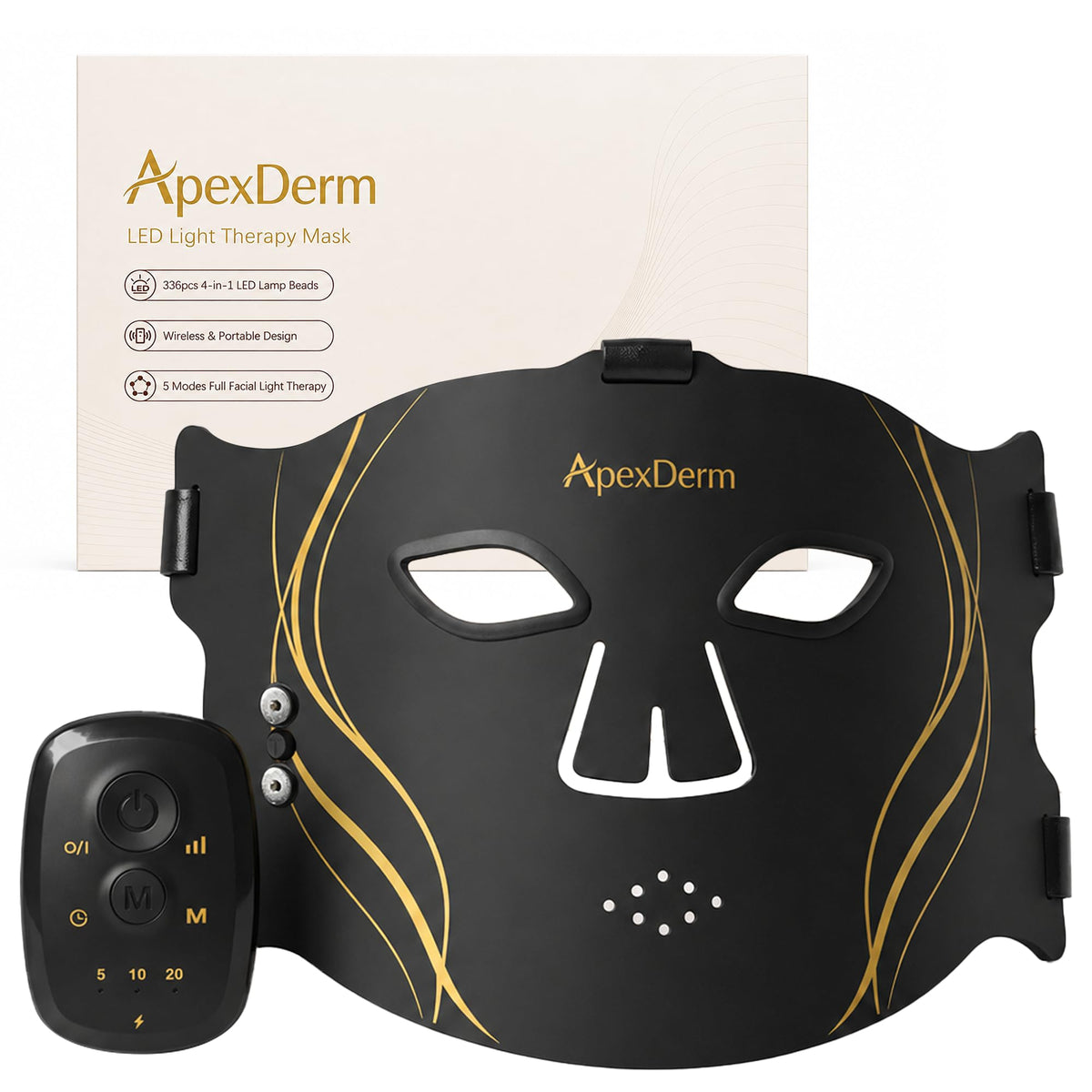 ApexDerm Red Light Therapy Mask for Face, Wireless LED Face Mask, 336 LEDs