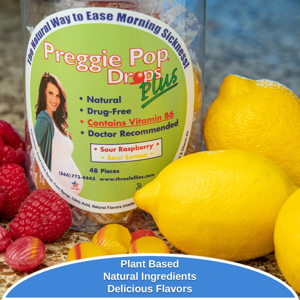 Preggie Pop Drops Plus Fortified with Vitamin B6 - Morning Sickness Relief Fortified with Vitamin B6. Preggie Pops for Relief fo