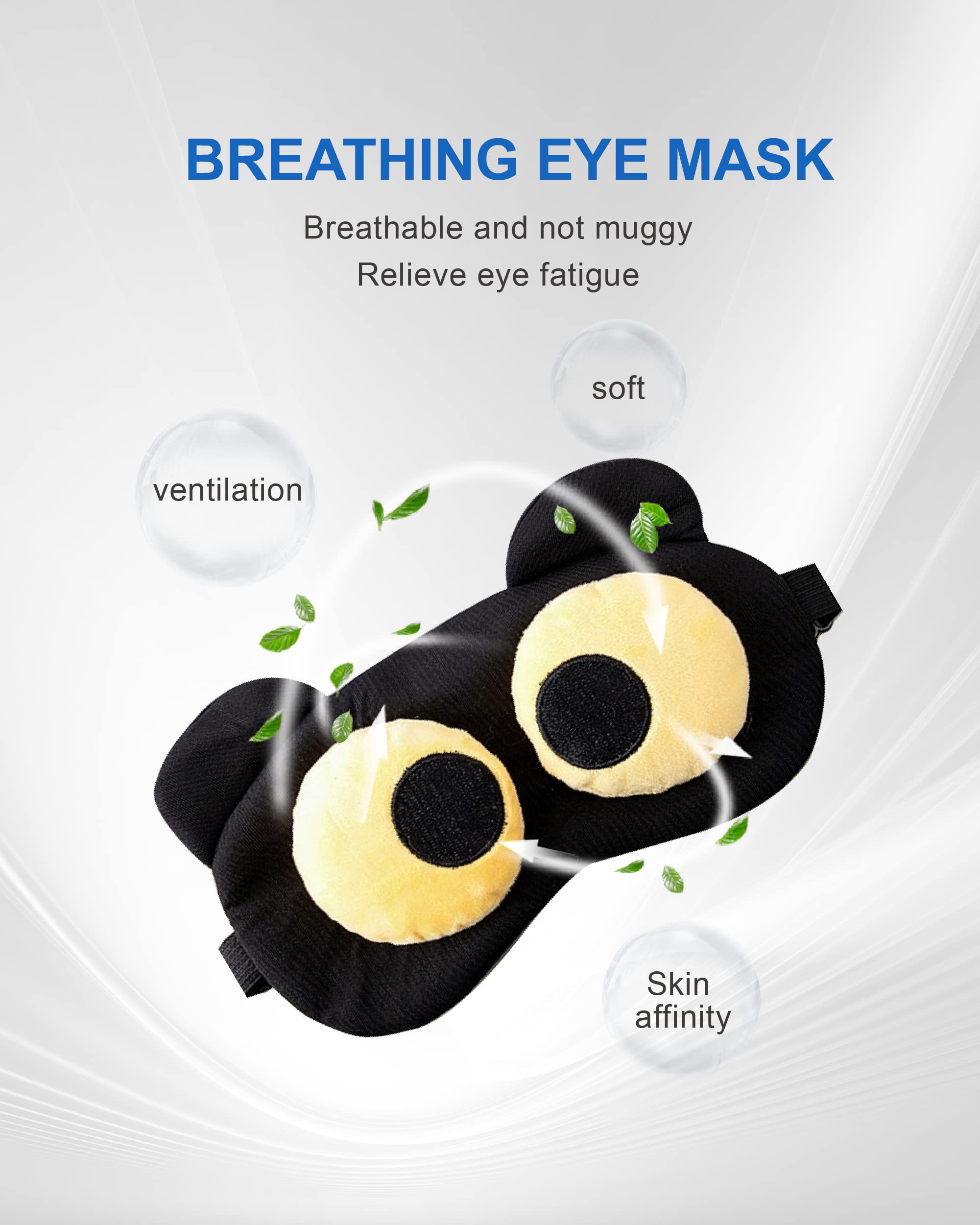 2 Pieces Eye Sleep Mask Funny Cover Eye Blindfold for Women Men Kids, 100% Blackout Sleeping Mask with Adjustable Strap, Sleepin