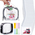 Meanplan 26 Pcs Pill Pouches Reusable Clear Zippered Pill Bag, Transparent PVC Toiletry Carry Pouch, 180 Pcs Waterproof Labels S