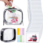 Meanplan 26 Pcs Pill Pouches Reusable Clear Zippered Pill Bag, Transparent PVC Toiletry Carry Pouch, 180 Pcs Waterproof Labels S