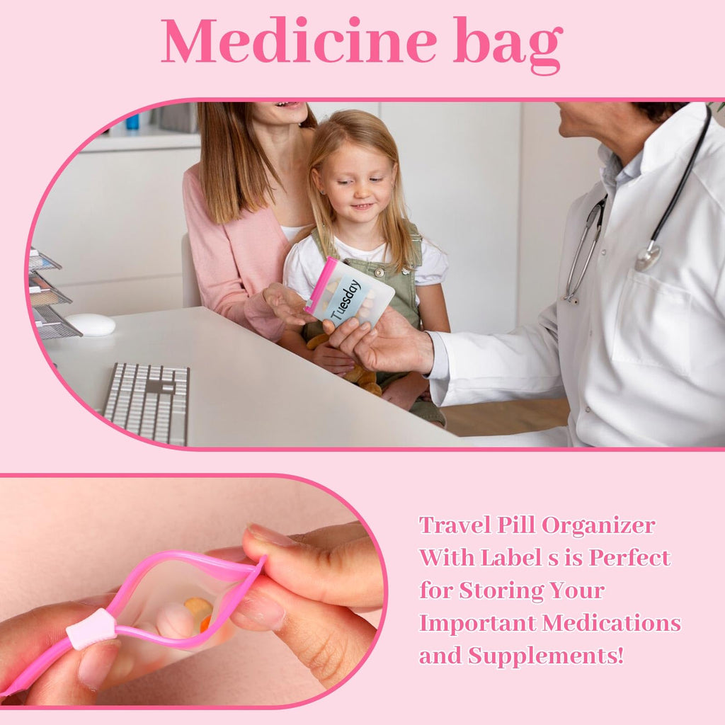 MARFOREVER 39 Pcs Pill Pouch Bags Pill Organizer, Reusable Pill Case Small Medicine Bag Tavel Pill Pouches, 28 Pcs Pink Plastic