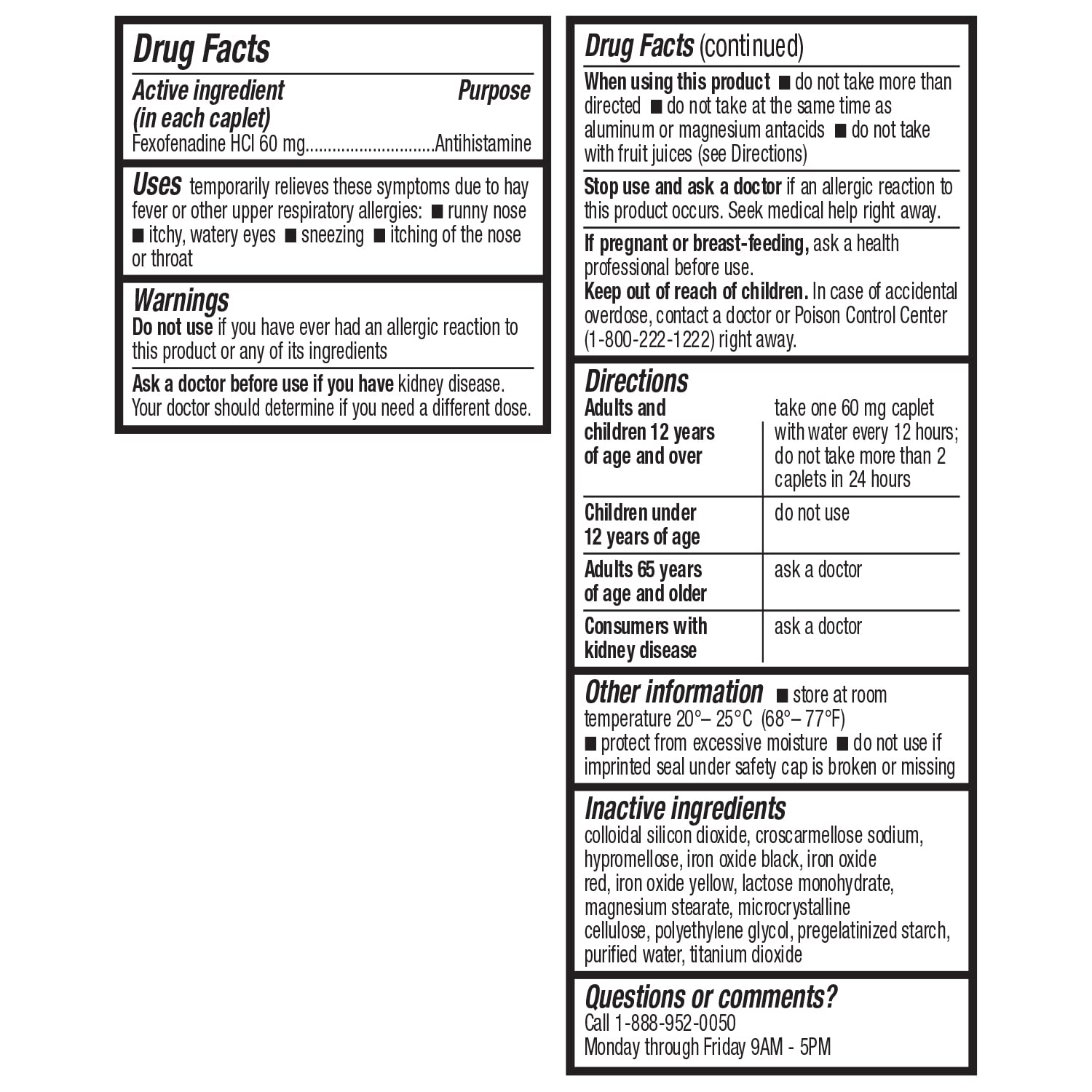 HealthA2Z Fexofenadine Hydrochloride 60mg | 12-Hour Antihistamine for Allergy Relief | Non-Drowsy (120 Counts (Pack of 1))