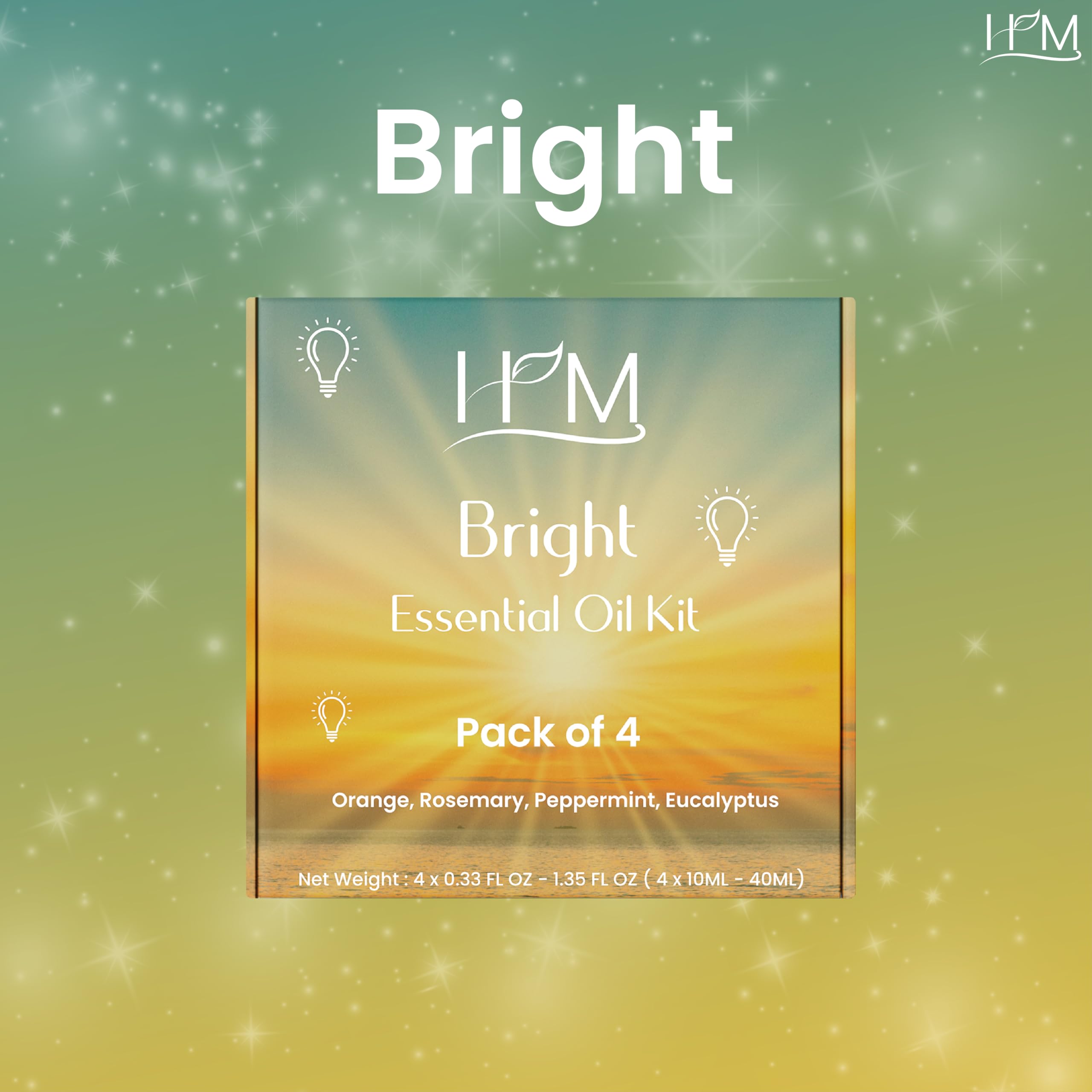 HM Home Essential Oil Kit - 4 Pack (Clove, Peppermint, Tea Tree, Orange) | Aromatic Blends for Relaxation, Refreshing Home Scent