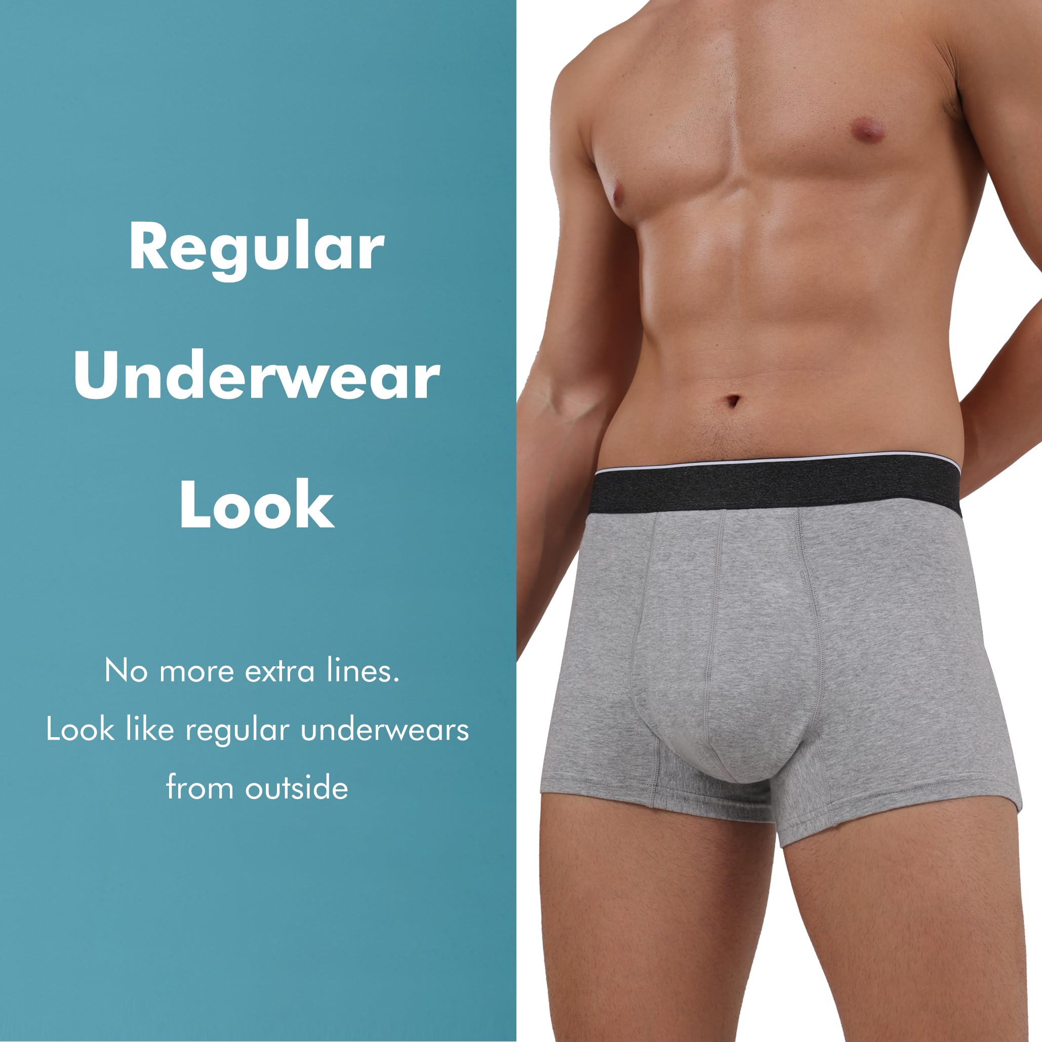 AIRCUTE Men Urinary Incontinence Underwear Washable Absorbency Soft Bladder Leak Proof Boxer Briefs 60 ML 3 Pack (Small,Black-Gr