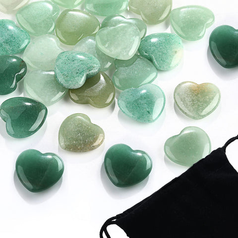 Patelai 24 Pcs Green Aventurine Heart Crystals Green Heart Shaped Stones Natural Healing Worry Stones Mini Pocket Gemstone with 