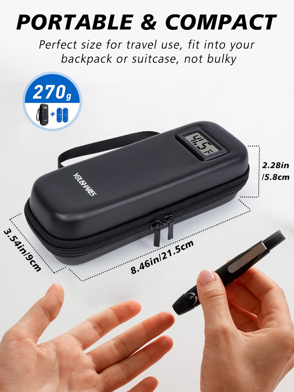 YOUSHARES Insulin Cooler Travel Case with Temperature Display - Diabetic Travel Case Refrigerated Medicine Cooler Travel Case wi