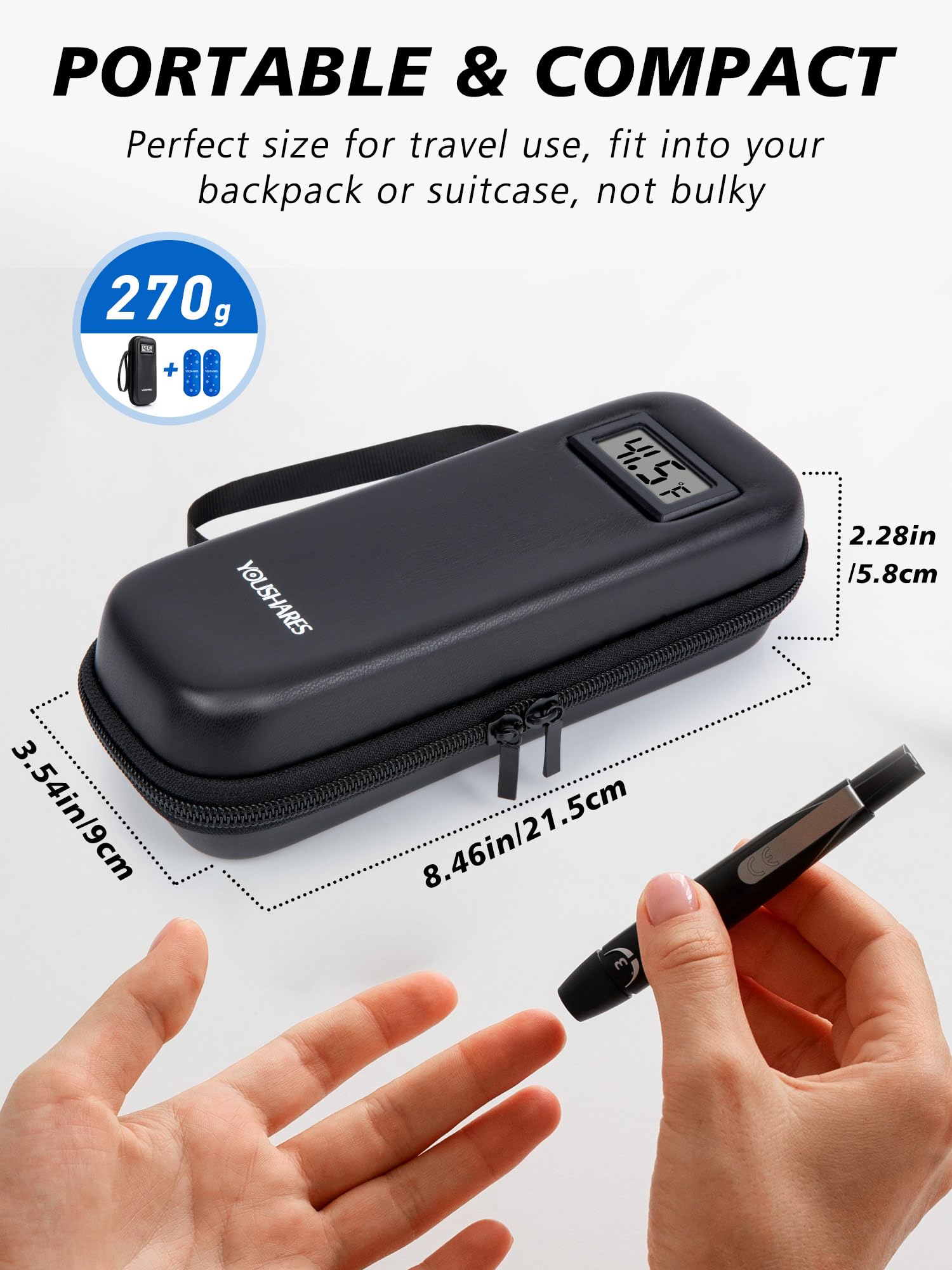 YOUSHARES Insulin Cooler Travel Case with Temperature Display - Diabetic Travel Case Refrigerated Medicine Cooler Travel Case wi