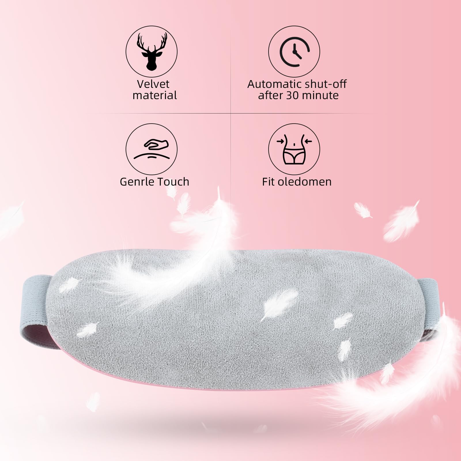 ZPP Portable Cordless Heating Pad, Fast Heating Pad, Electric Waist Belt Device, 3-Speed Vibration&Heat Levels, Back or Belly He