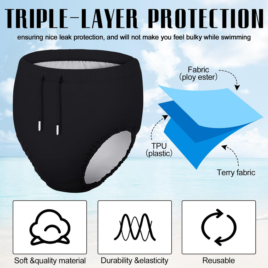 Glitopper 2 Pcs Adult Swim Diapers Special Needs Resuable Cloth Diaper Covers Waterproof Incontinence Protection, Unisex(M)