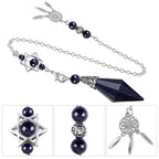 SUNYIK Faceted Healing Crystal Point Pendulum for Divination Pointed Quartz Stone Pendant with Merkaba Star and Dream Catcher, B