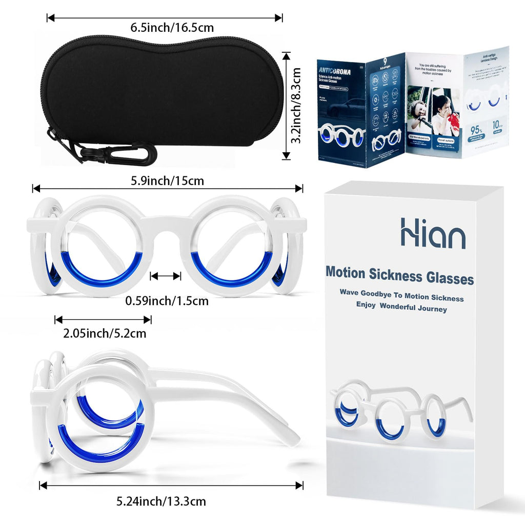 Hion Motion Sickness Glasses,Relieve Carsickness Airsickness Seasickness Glasses,Ultra-Light Portable Nausea Vertigo Glasses, No