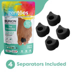 ZenToes Gel Toe Separators for Overlapping Toes, Bunions, Big Toe Alignment, Corrector and Spacer - 4 Pack (Black)