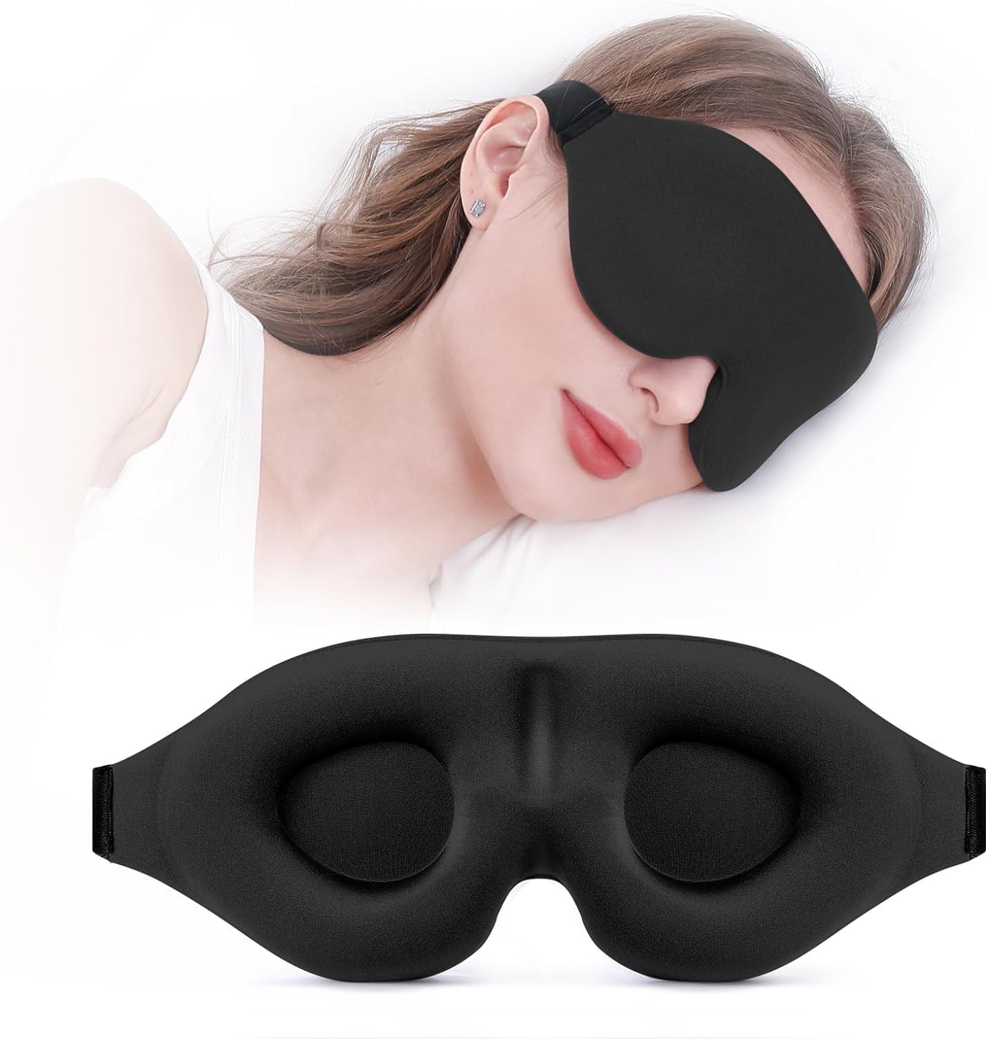 Sleep Eye Mask Memory Foam 3D Contoured Eye Mask With Adjustable Strap  Soft Blindfold For Light Blocking Comfortable Travel Sl