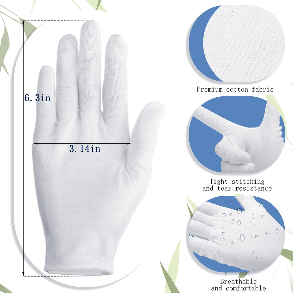 Ramede 24 Pairs Eczema Gloves for Kids Eczema Sleeves Moisturizing Gloves White Cotton Gloves Washable and Reusable Overnight Dr