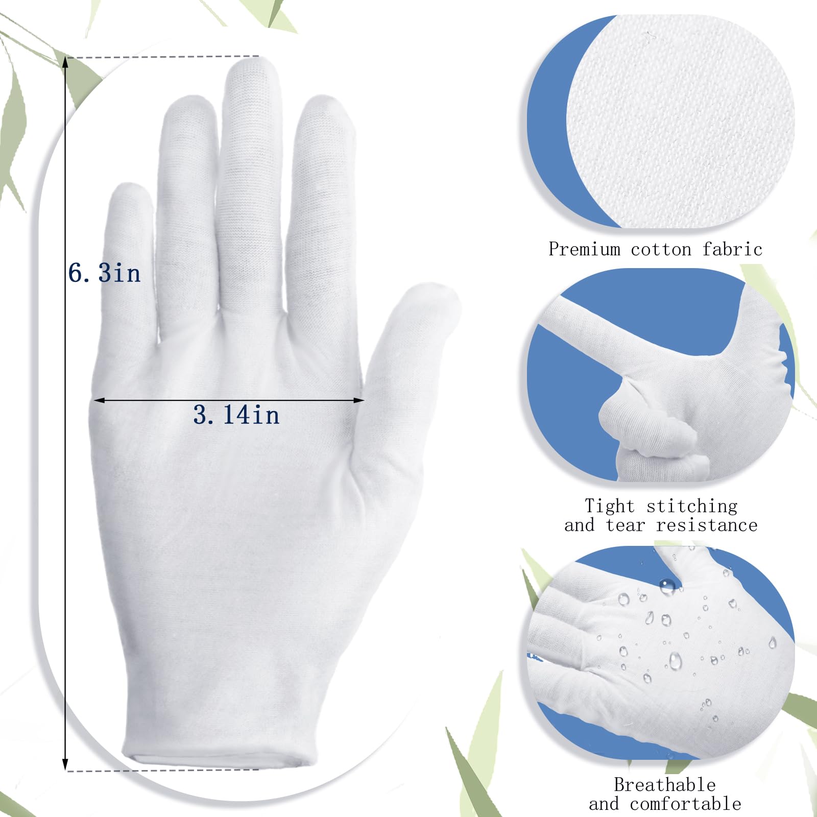 Ramede 24 Pairs Eczema Gloves for Kids Eczema Sleeves Moisturizing Gloves White Cotton Gloves Washable and Reusable Overnight Dr