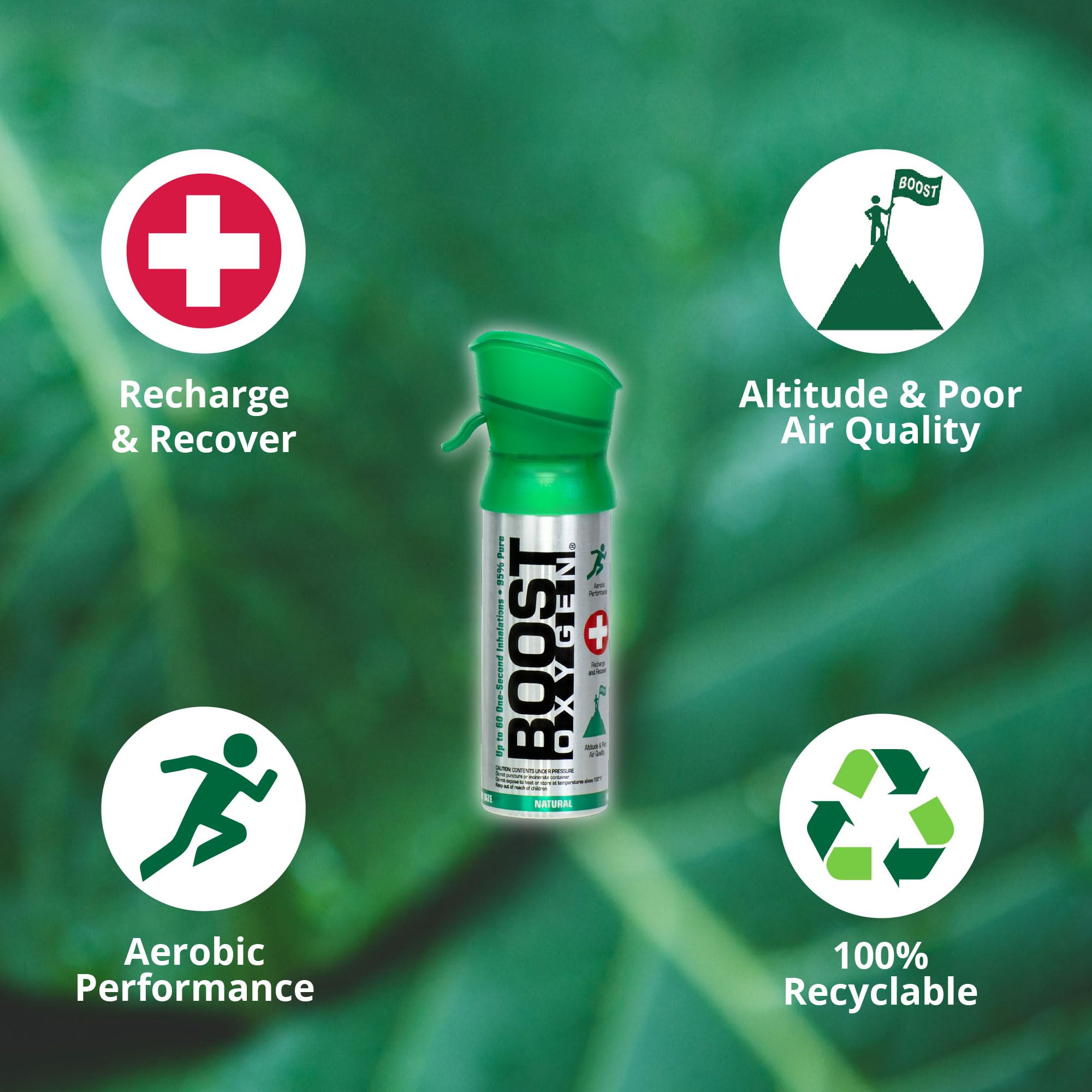 Boost Oxygen Pocket Size Natural 3 Liter Canister | Respiratory Support for Aerobic Recovery, Altitude, Performance and Health (