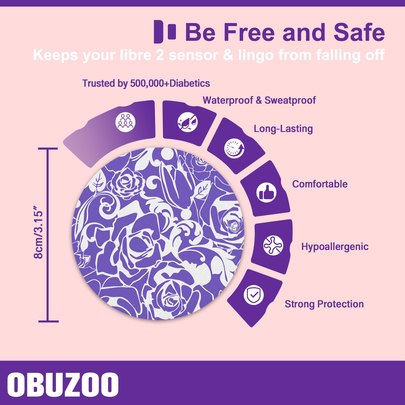 Libre 2 Sensor Covers Waterproof,10 Pack Breathable & Flexible Adhesive Patches for Lingo CGM Sensor,Hypoallergenic & Latex-Free