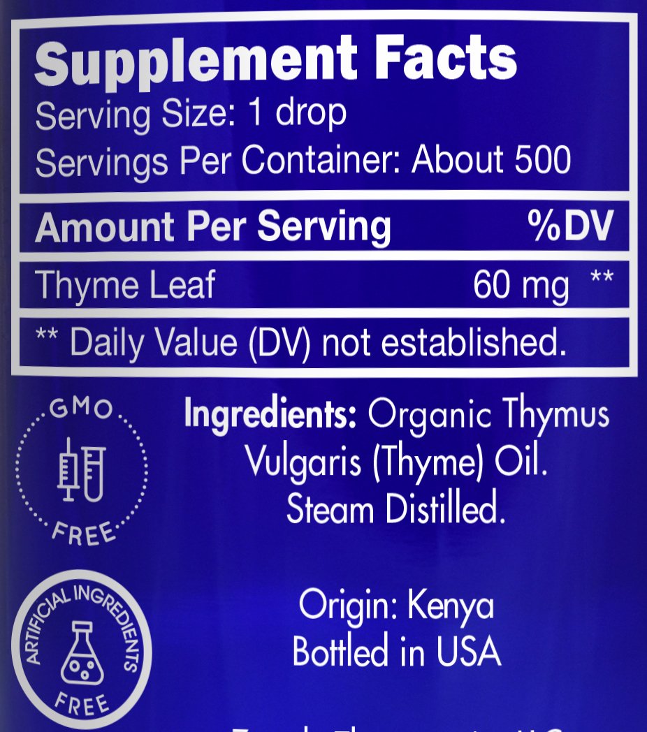Organic, Thyme Essential Oil, Food Grade - 100% Pure, Thyme Oil, by Zongle Therapeutics, 1 OZ