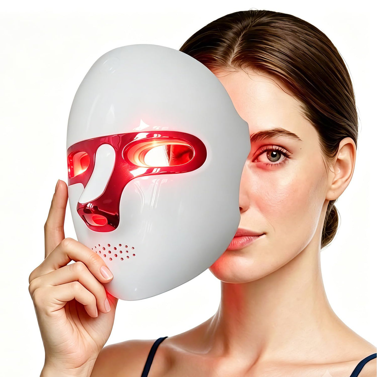 SUNTUE Glow 4D Red Light Therapy Mask for Face, Wireless LED Face Mask with 450 LEDs FullFace Coverage, 660nm Red + 850nm NIR,A