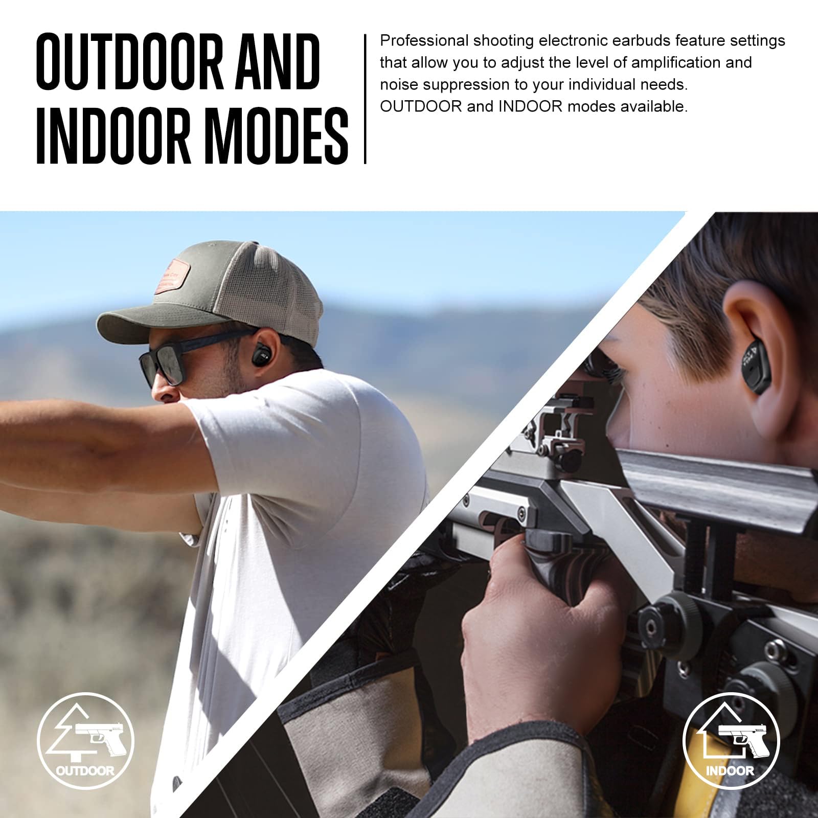 Shooting Ear Protection Ear Plugs, Hearing Protection Earbuds Electronic Shooting Earplugs for Noise Reduction
