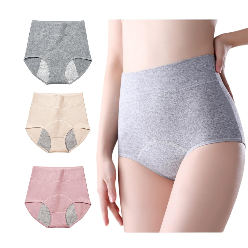 3 Pack Womens Incontinence Underwear Washable, Double Elastic High Waist Adult Incontinence Protective Briefs, Reusable for Lig