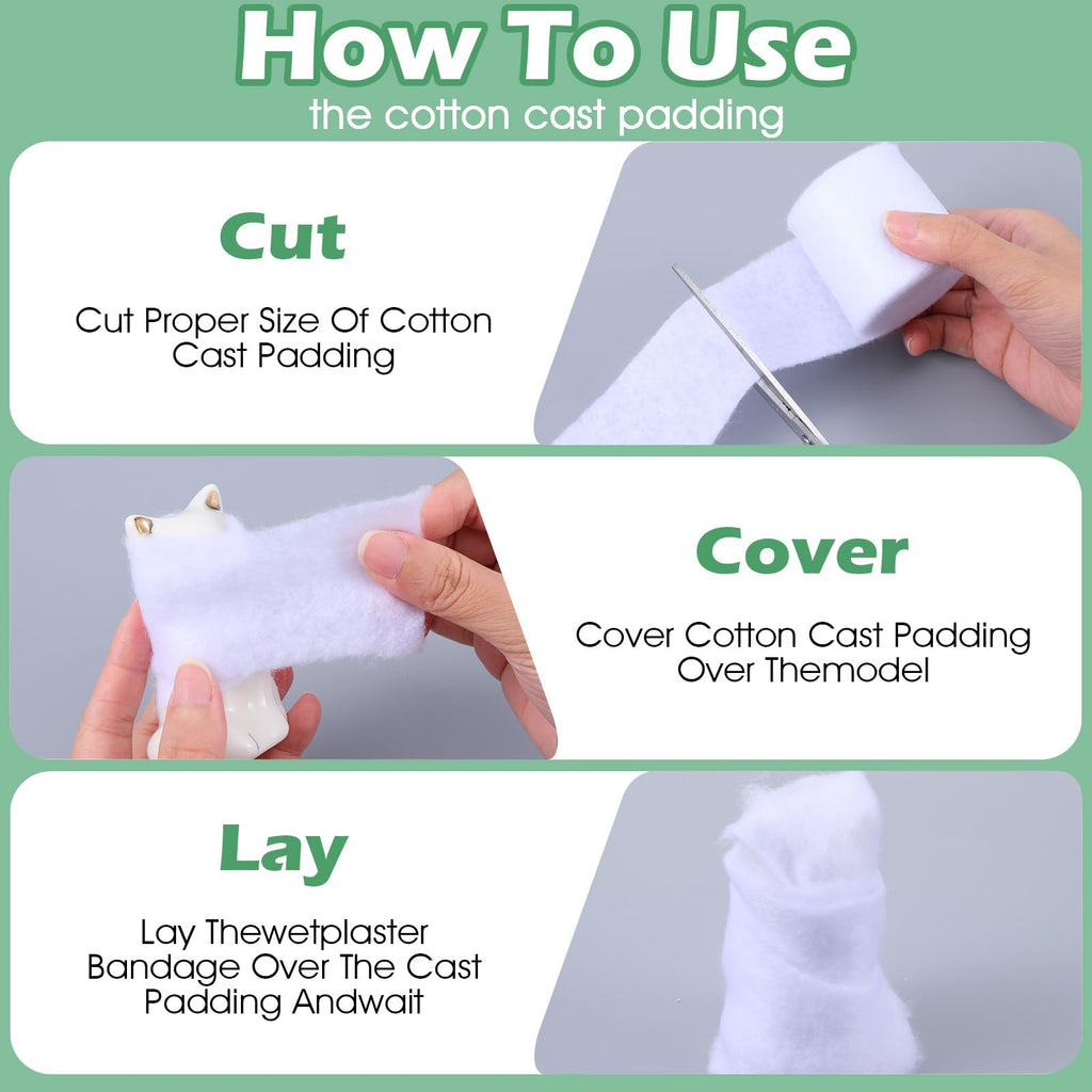 Gjinxi 6 Rolls Cast Padding, Individual Pack Soft Cotton Undercast Padding Wrap, Paddings Bandage Cast Use with Plaster Cloth Ga