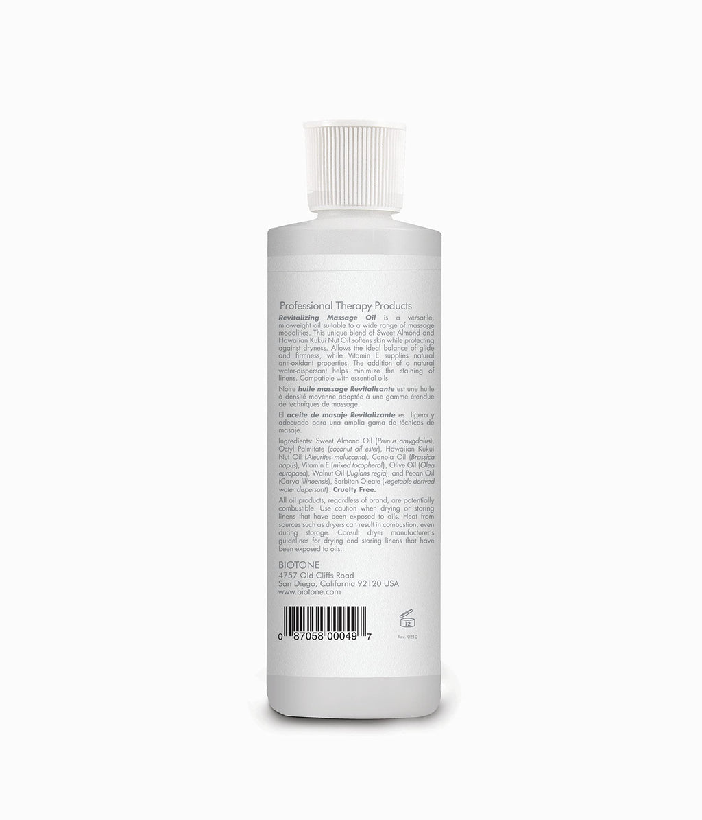 Biotone Revitalizing Unscented Massage Oil, 8 Ounce
