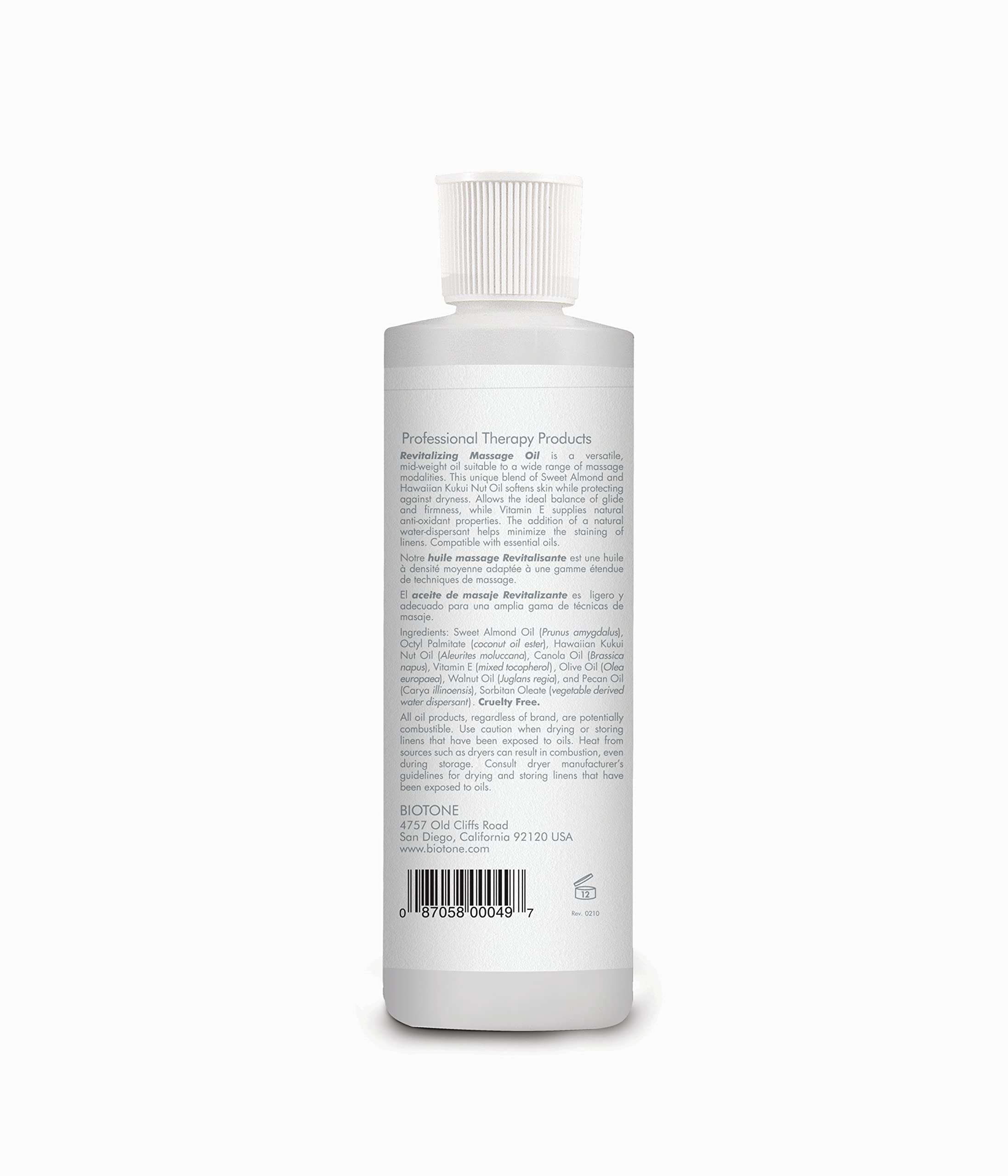 Biotone Revitalizing Unscented Massage Oil, 8 Ounce