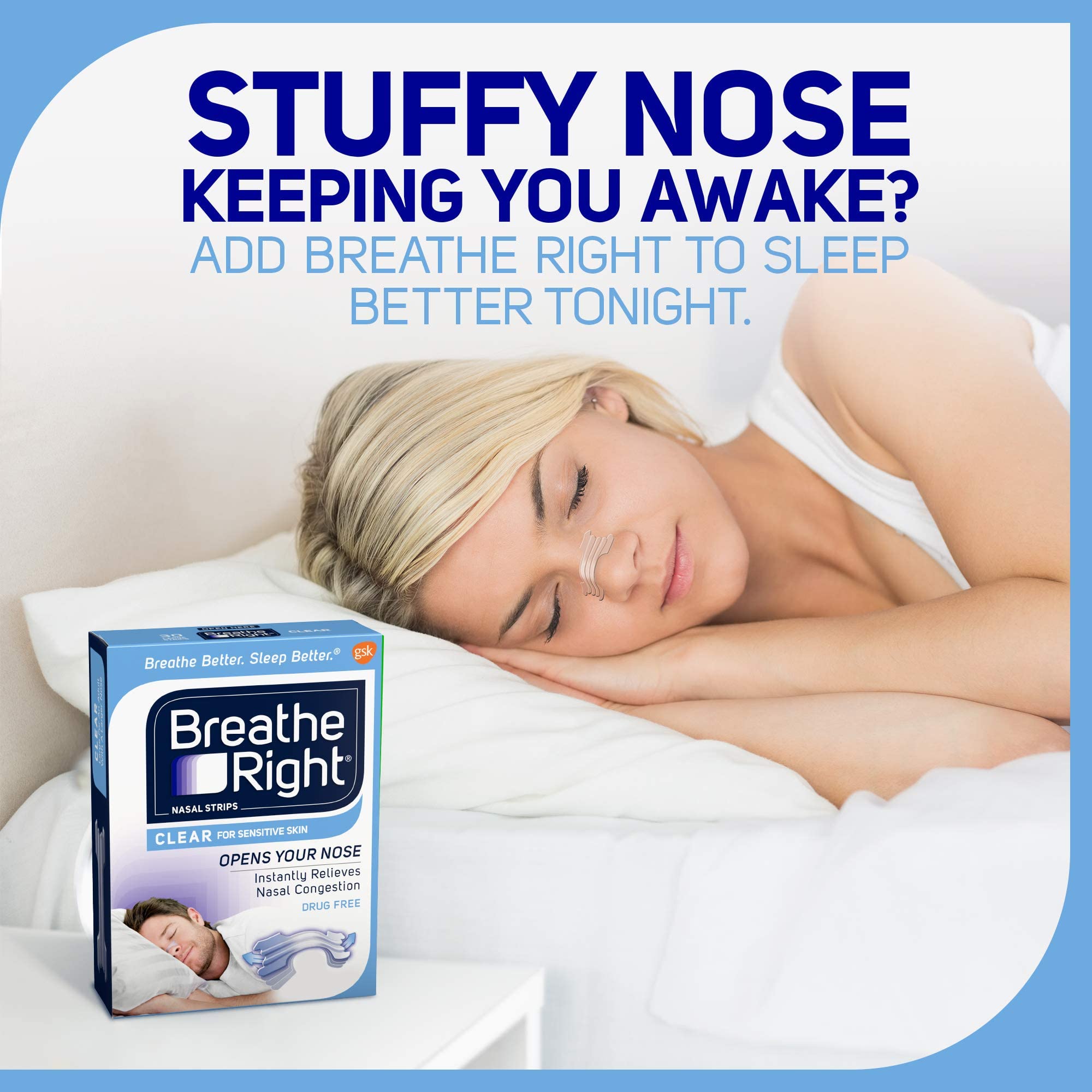 Breathe Right Nasal Strips, Small/Medium, Clear, 30 Count