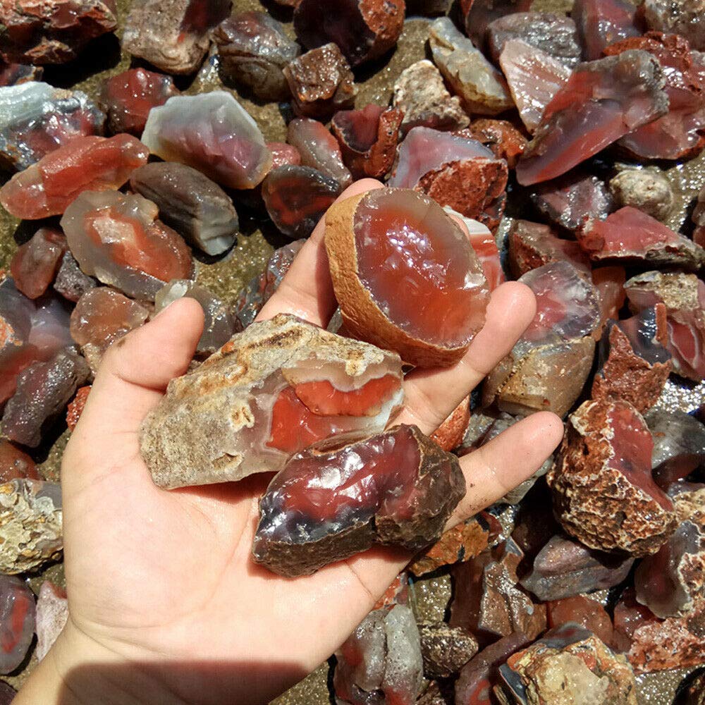 Wixine 1Pcs 100g Natural Rough Carnelian Raw Stone Crystal Red Agate Mozambique