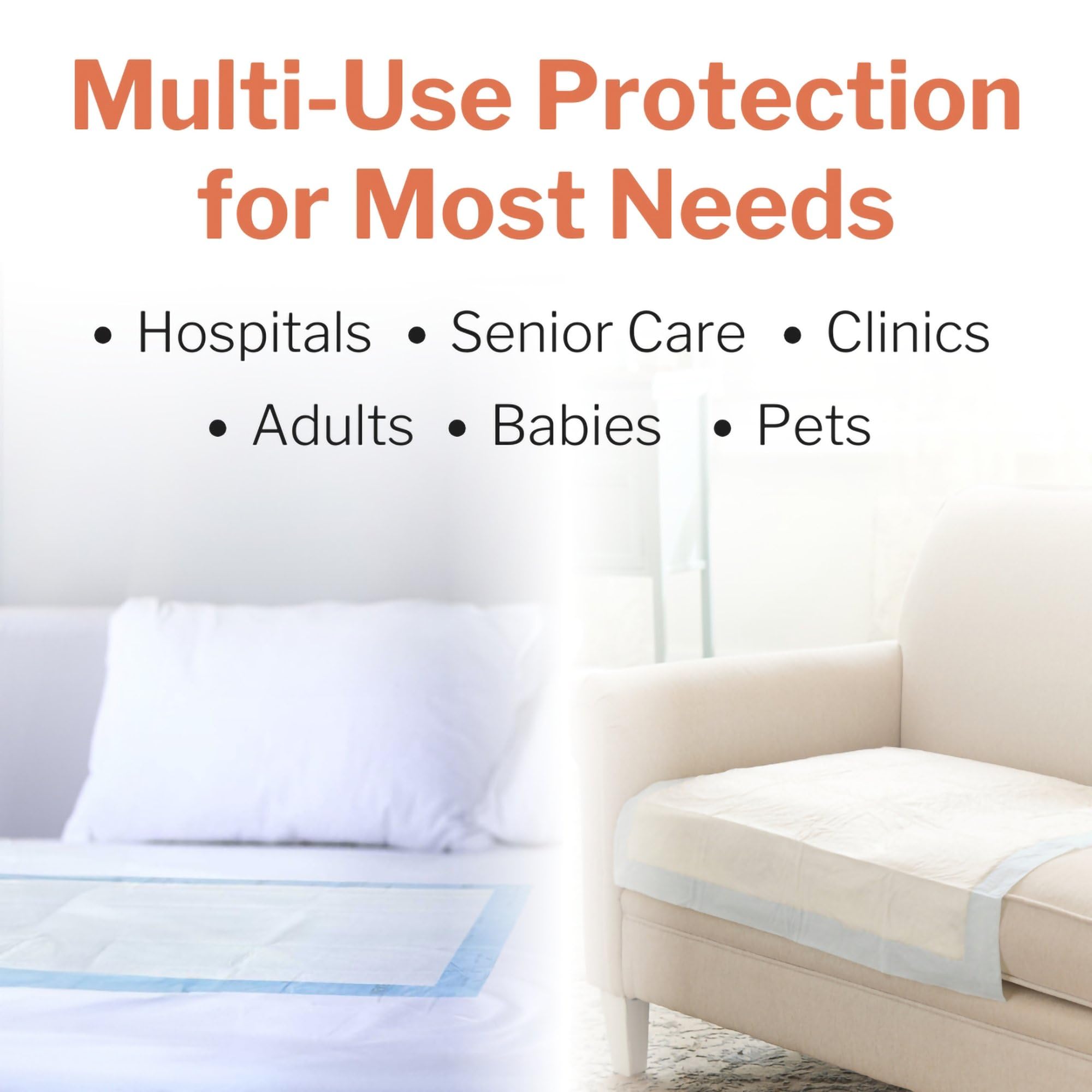 McKesson Classic Underpads, Incontinence Bed Pads 23 x 36 [50 Count], Light Absorbency, Disposable Chux Pads for Adults, Elderly