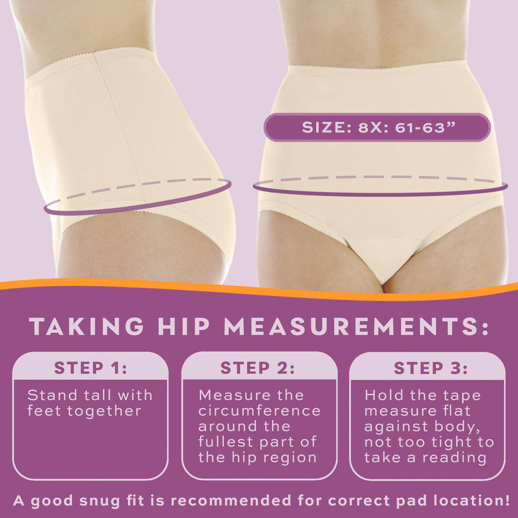 Wearever (3-Pack) Womens Beige Cotton Comfort Regular Absorbency 150 ml Incontinence Panties 8X (Fits Hip Sizes: 61-63)