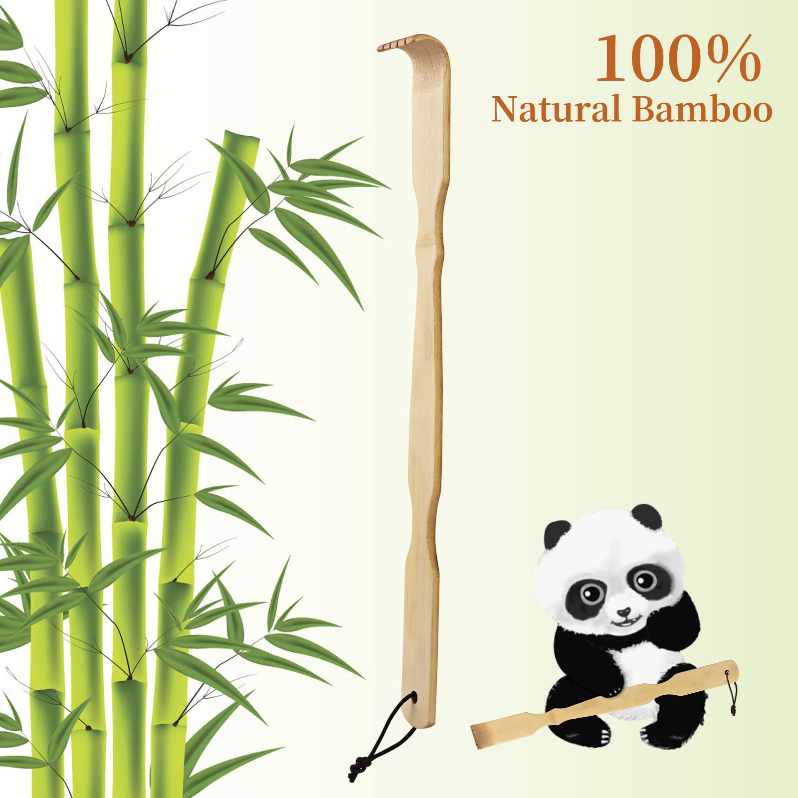 Omszte Bamboo Back Scratcher,100% Natural Bamboo Back Scratchers for Itching Relief,Strong & Sturdy 17 inches