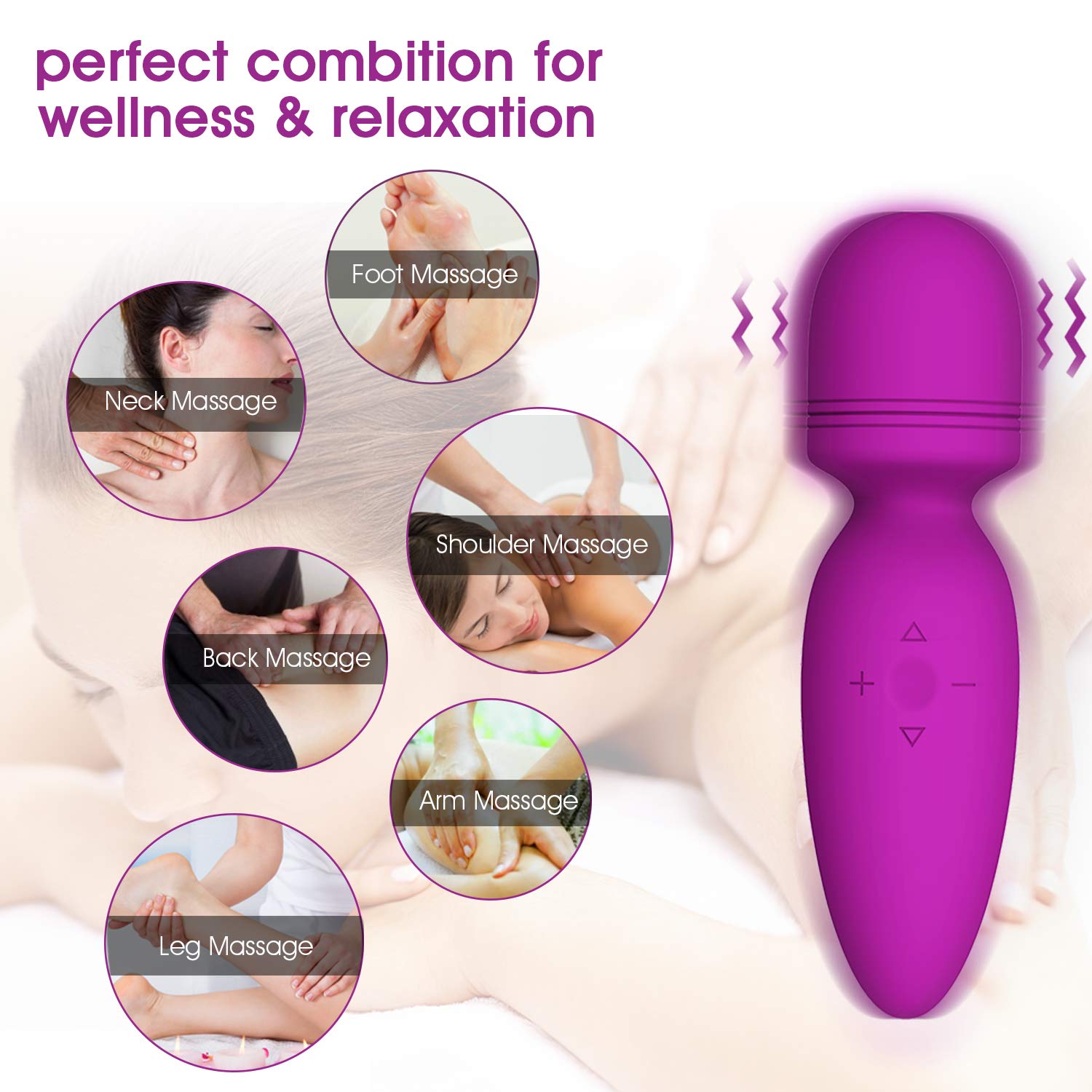 Apowand Mini Wand Massager Small Hand-held Massager,Quiet,Portable Personal Massager Silicone Massager Cordless for Neck Shoulde