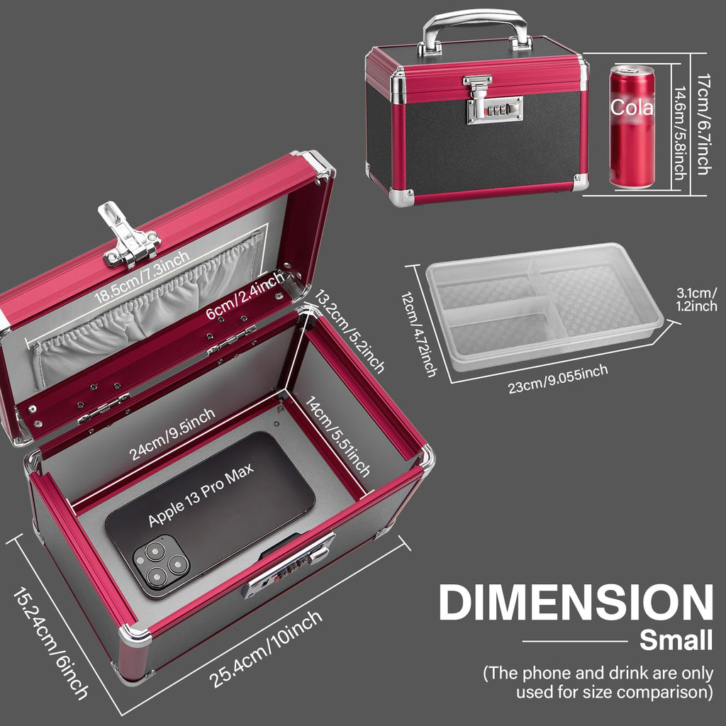 LOCKCURX Medication Lock Box - Childproof Medicine Box with Combination Lock, Medical Storage Case with Tray, Travel First Aid B