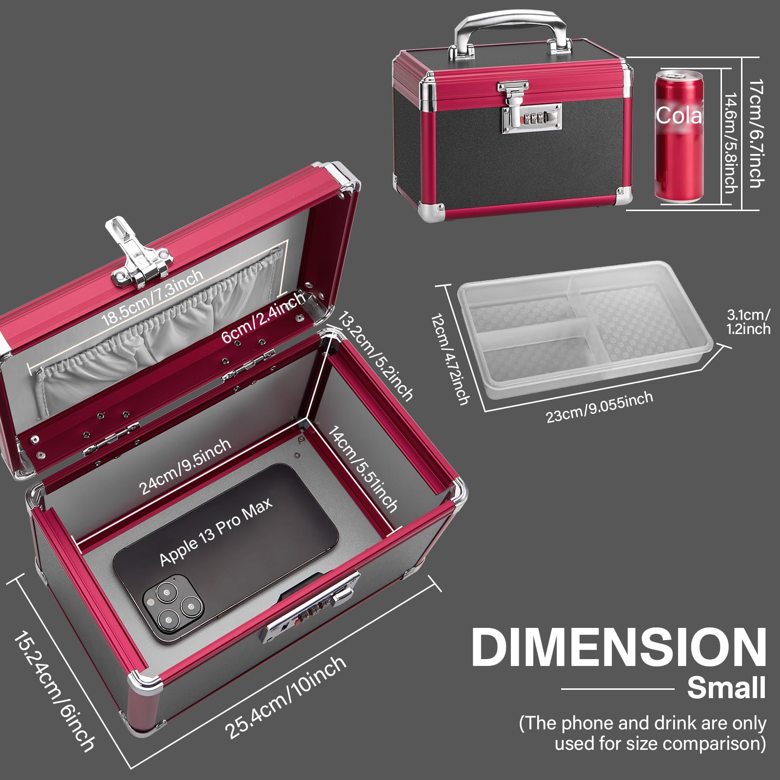 LOCKCURX Medication Lock Box - Childproof Medicine Box with Combination Lock, Medical Storage Case with Tray, Travel First Aid B
